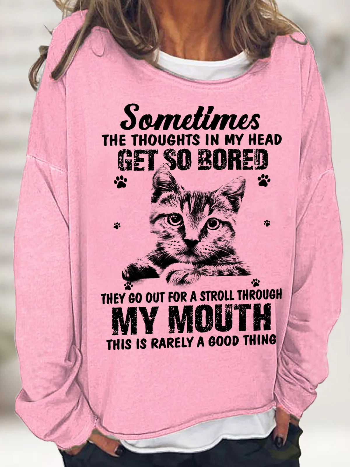 Women's Crew Neck Text Letters Simple Spring/Fall Long Sleeve Sweatshirt