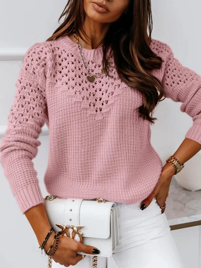 Plain Casual Crew Neck Sweater