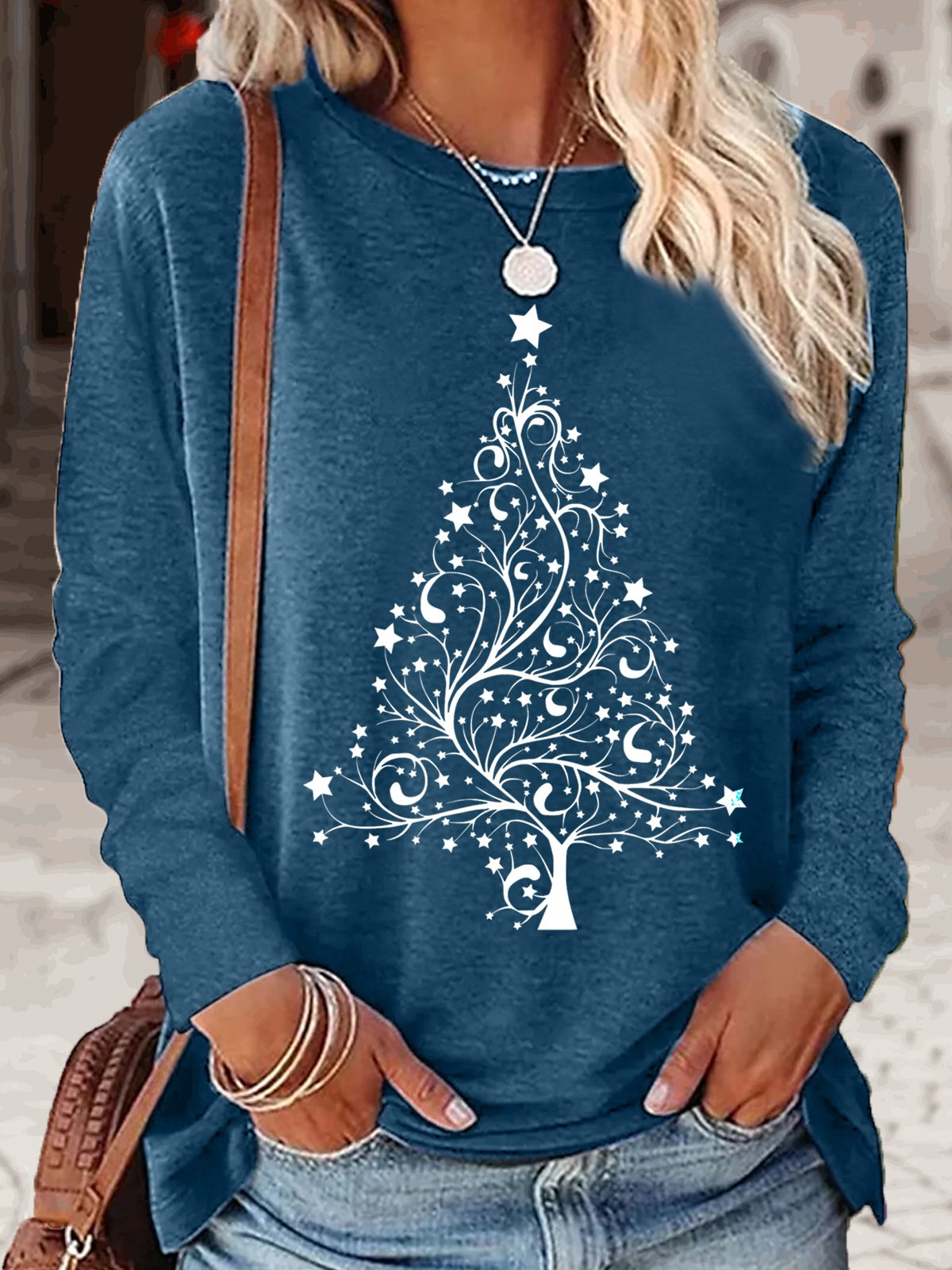 Women's Long Sleeve Blouse Spring/Fall Text Letters Cotton-Blend Crew Neck Daily Going Out Casual Top