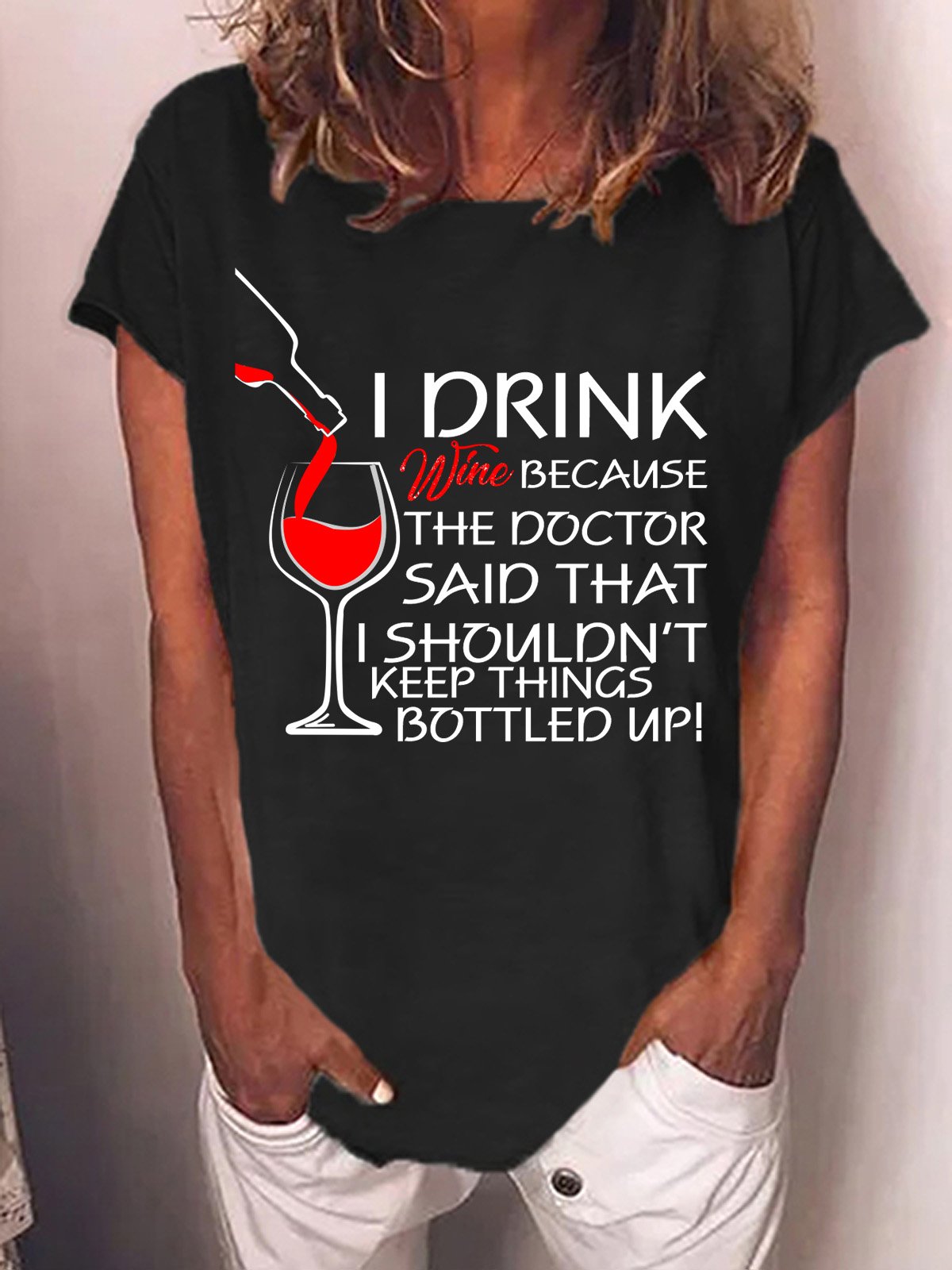 Women Text Letters Short Sleeve Tee T-shirt Crew Neck Casual Summer Top
