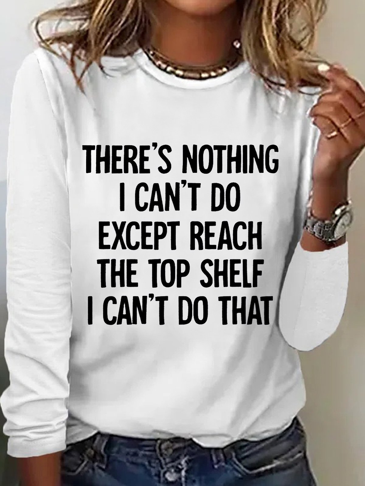 Women's Text Letters Long Sleeve Blouse_ Spring/Fall Crew Neck Daily Casual Top