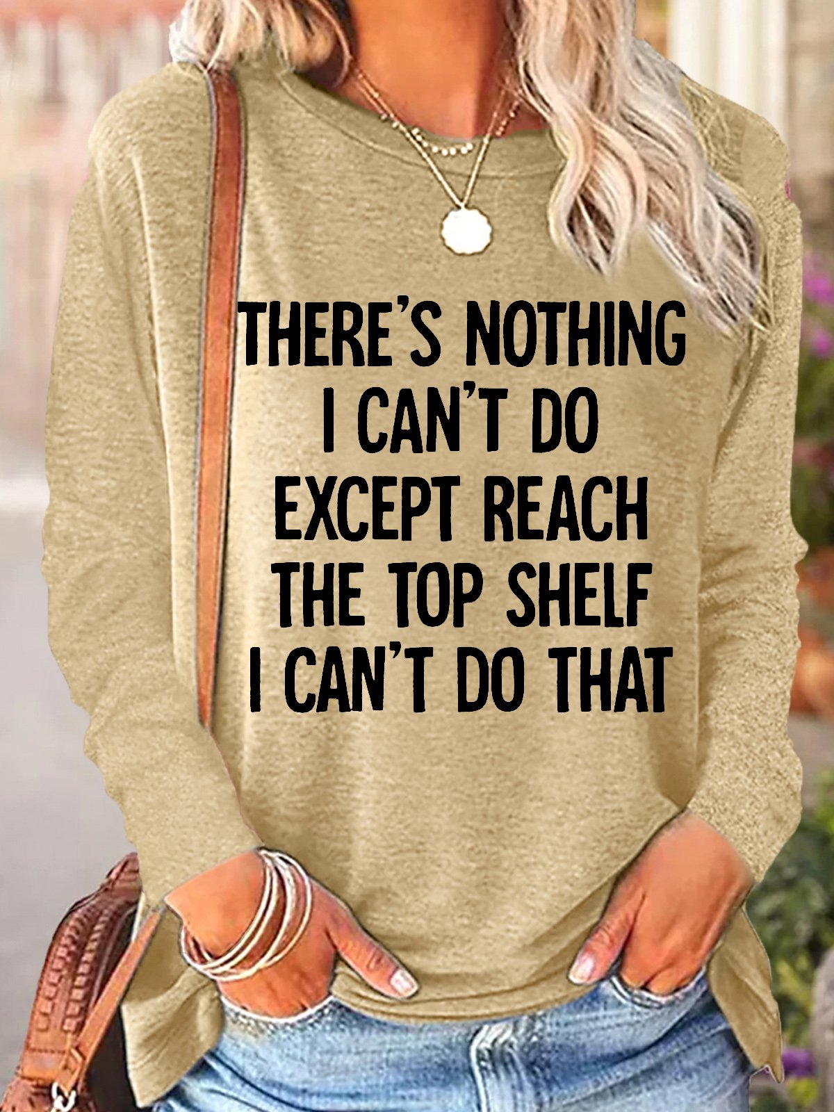 Women's Text Letters Long Sleeve Blouse_ Spring/Fall Crew Neck Daily Casual Top