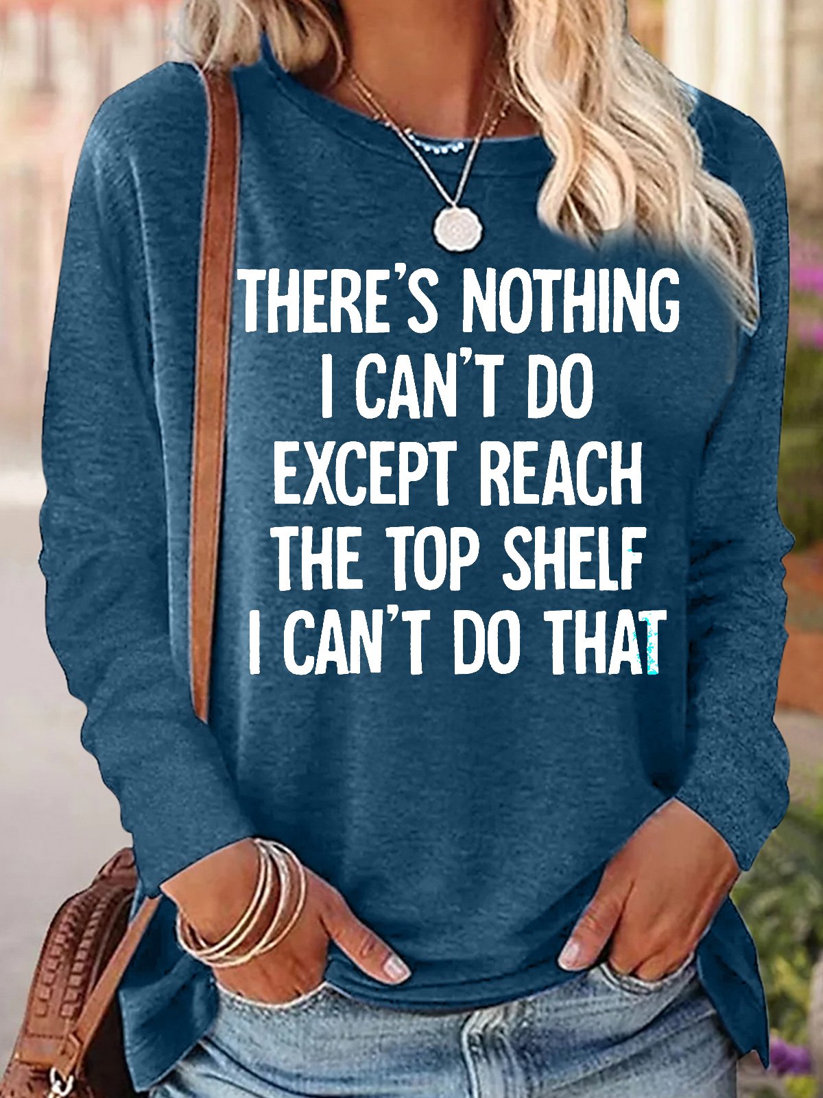 Women's Text Letters Long Sleeve Blouse_ Spring/Fall Crew Neck Daily Casual Top