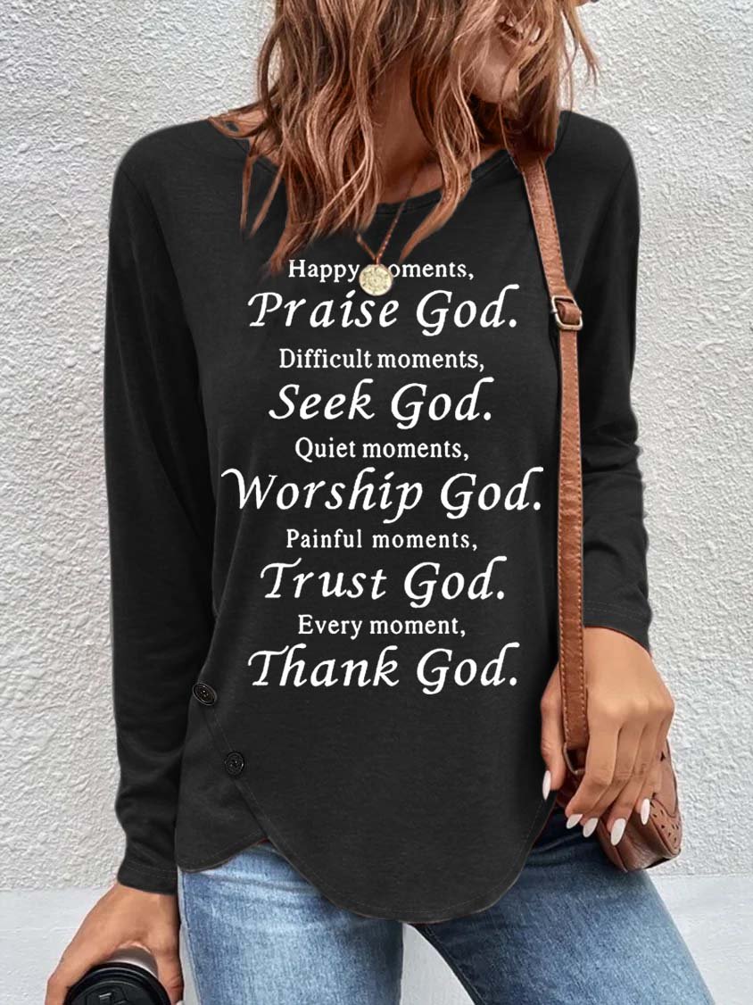 Women's Long Sleeve Blouse Spring/Fall Text Letters Crew Neck Daily Going Out Casual Top