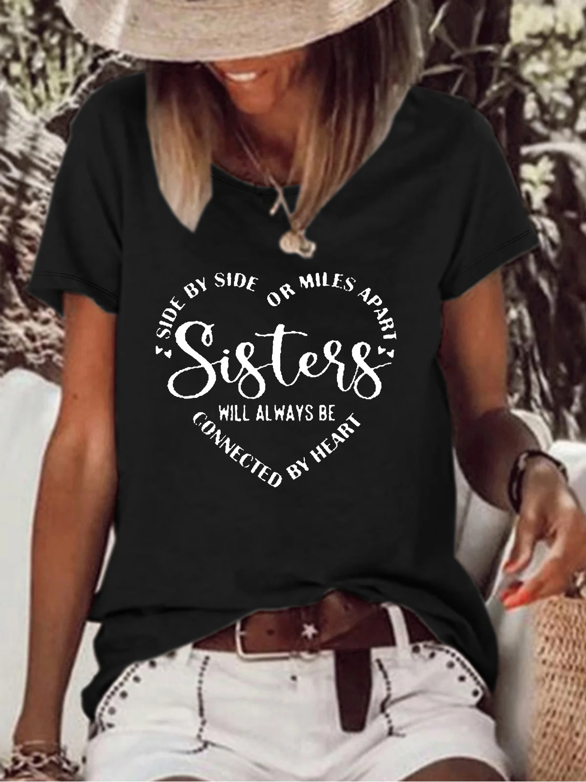 Women's Letter Short Sleeve Tee T-shirt Crew Neck Casual Summer Top