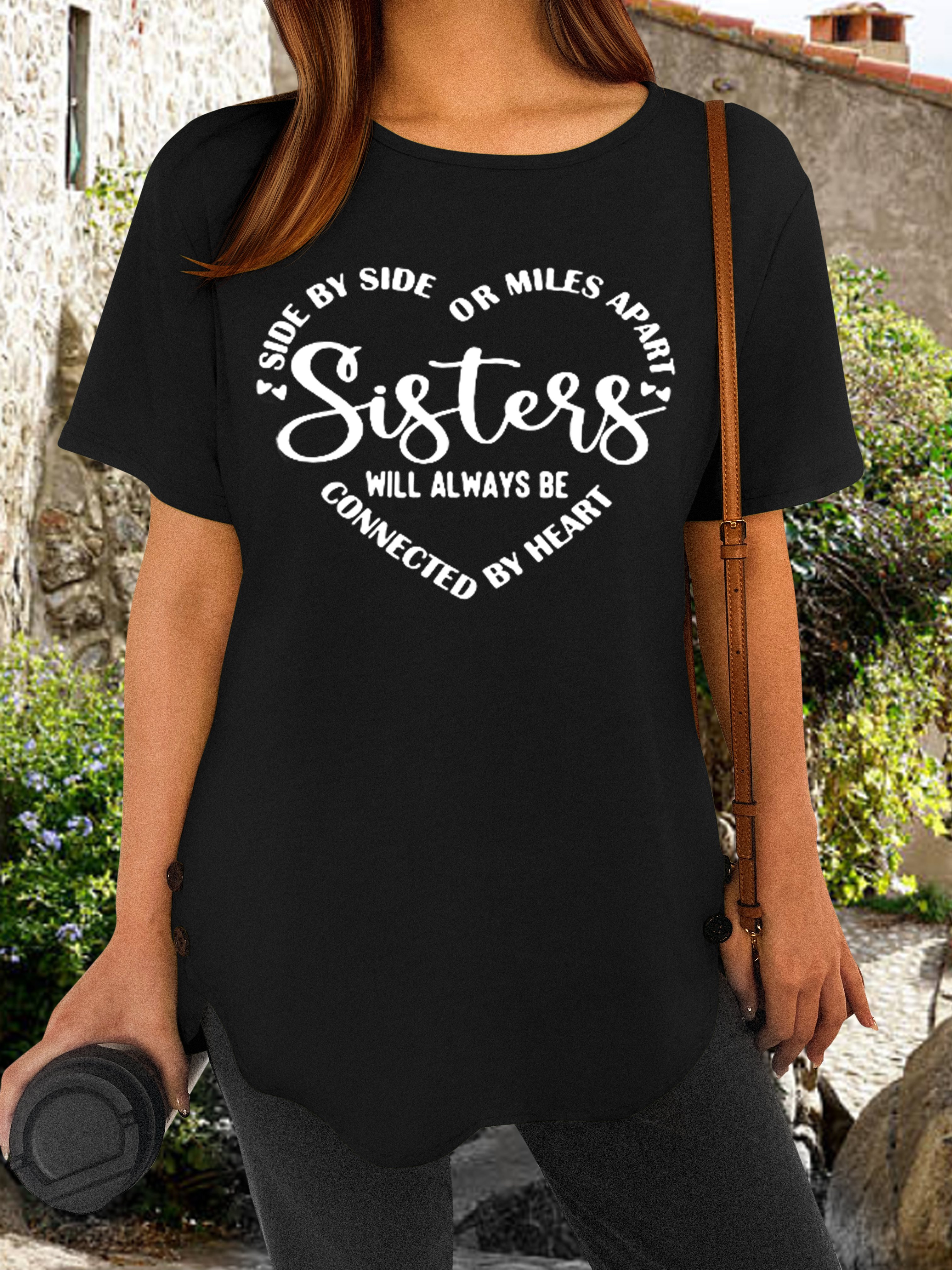 Women Letter Short Sleeve Tee T-shirt Crew Neck Vintage Summer Top