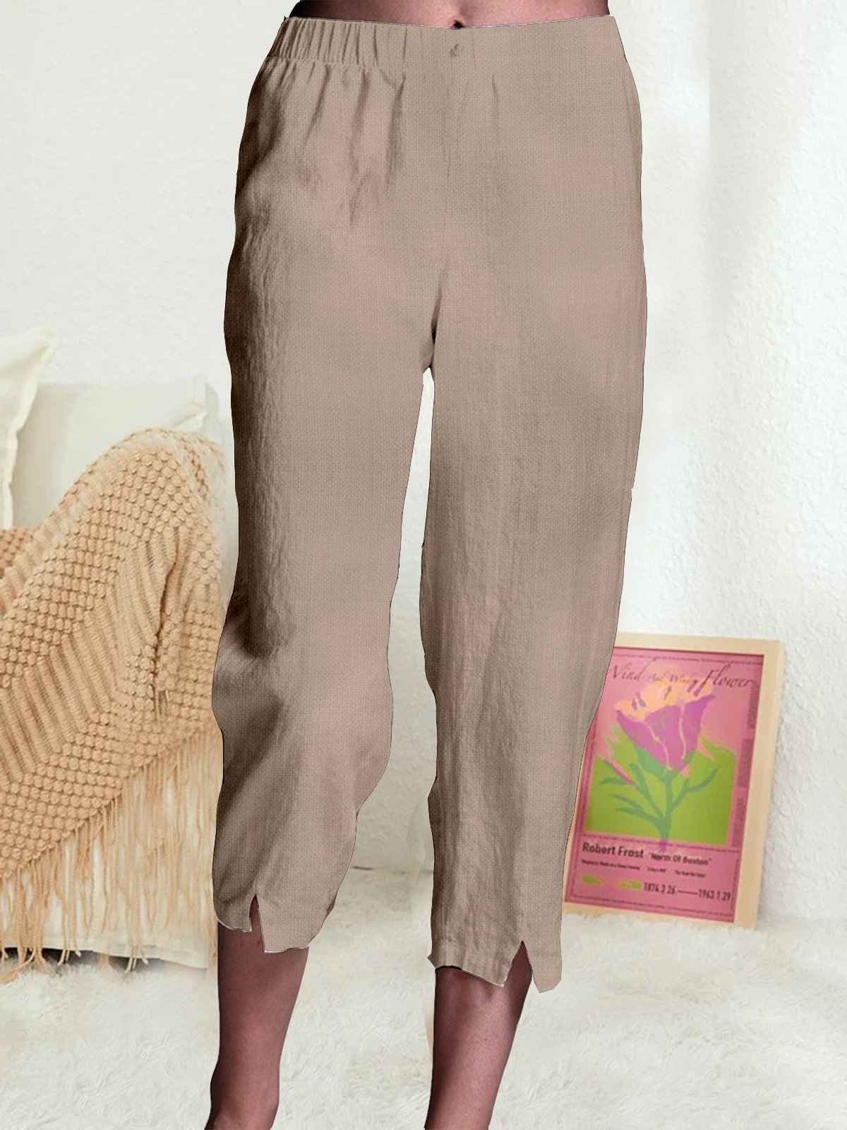 JFN Casual Loose Cotton Plain Pants