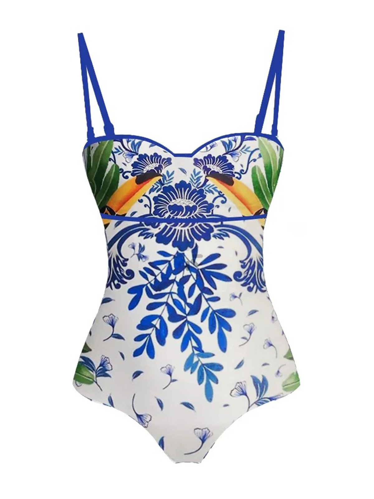 Scoop Neck Tropical Vacation One Piece With Cover Up | justfashionnow