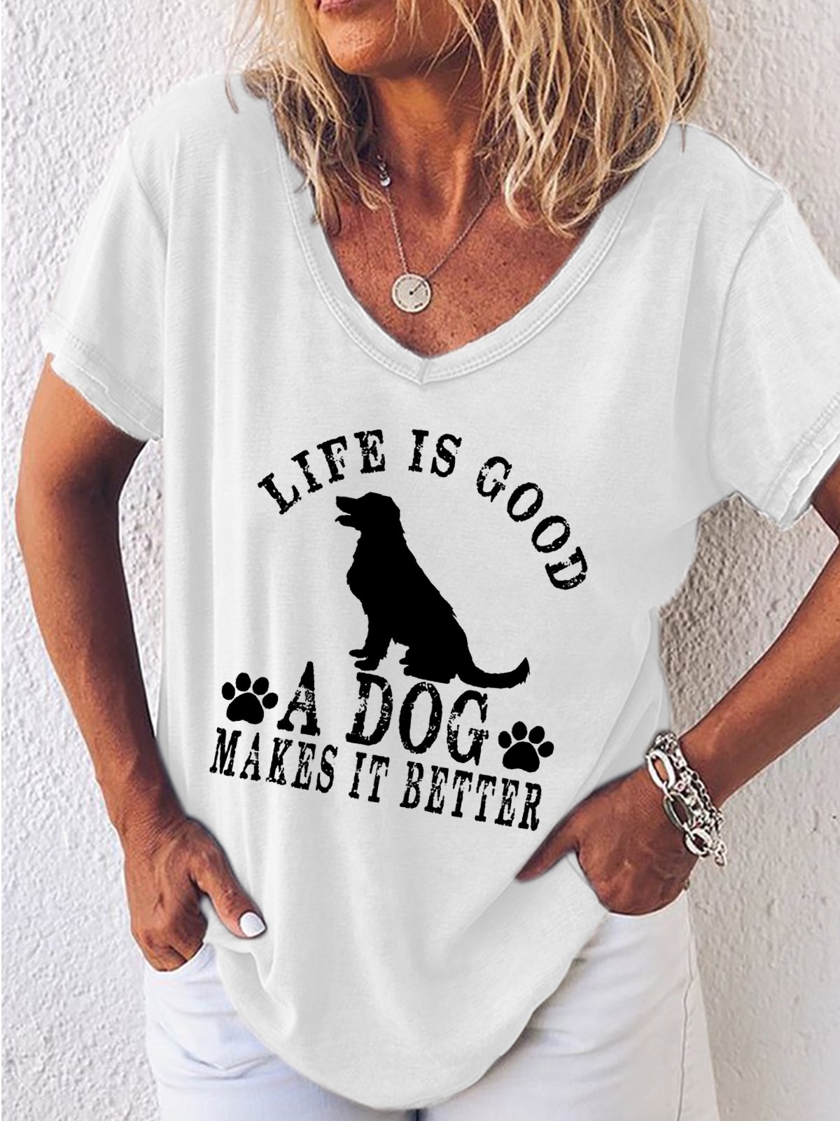 Women Animal Short Sleeve Tee T-shirt V Neck Casual Summer Top