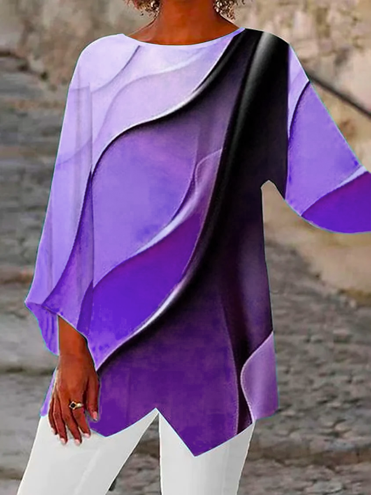 Abstract Printed Casual Tunic Blouse justfashionnow