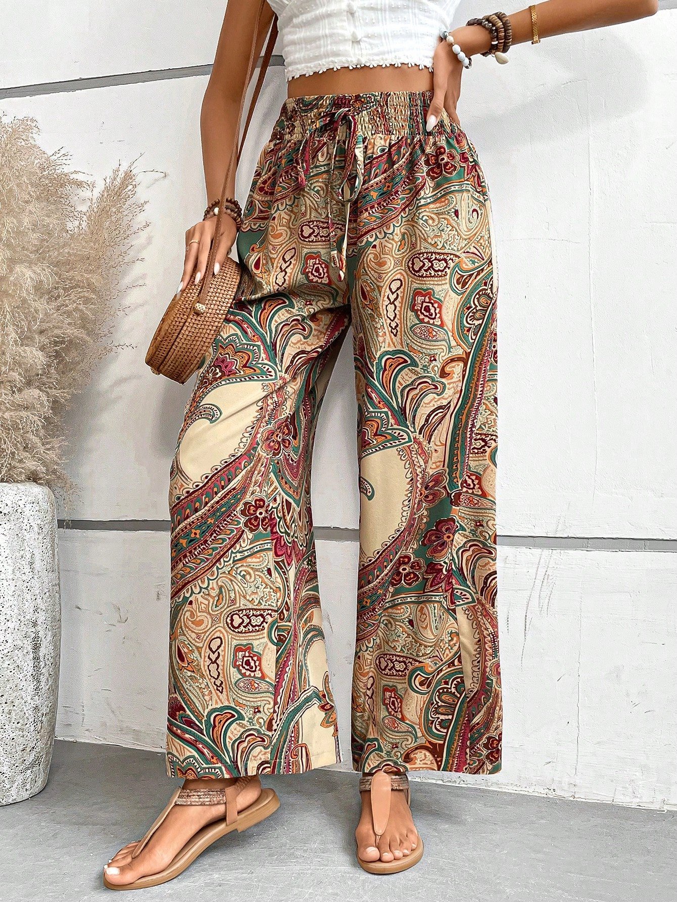 Elastic Band Casual Loose Ethnic Pants