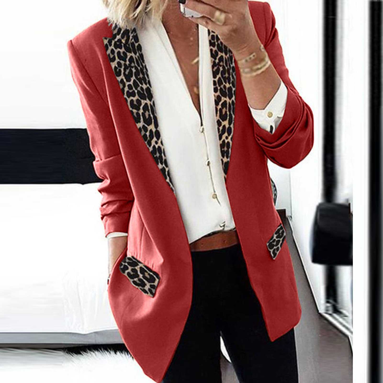 Casual Leopard Long Sleeve Blazer | justfashionnow