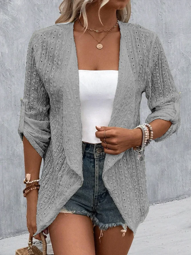 Plain Casual Jacquard Others Kimono