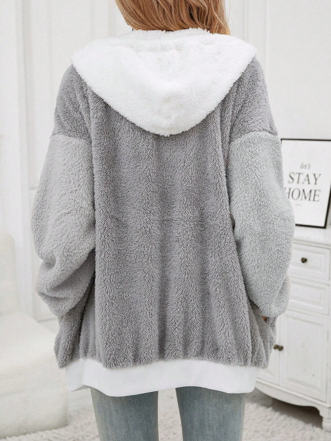 Fluff/Granular Fleece Fabric Casual Loose Teddy Jacket | justfashionnow