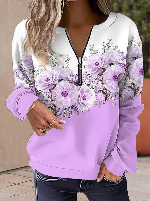 Floral Casual Sweatshirt