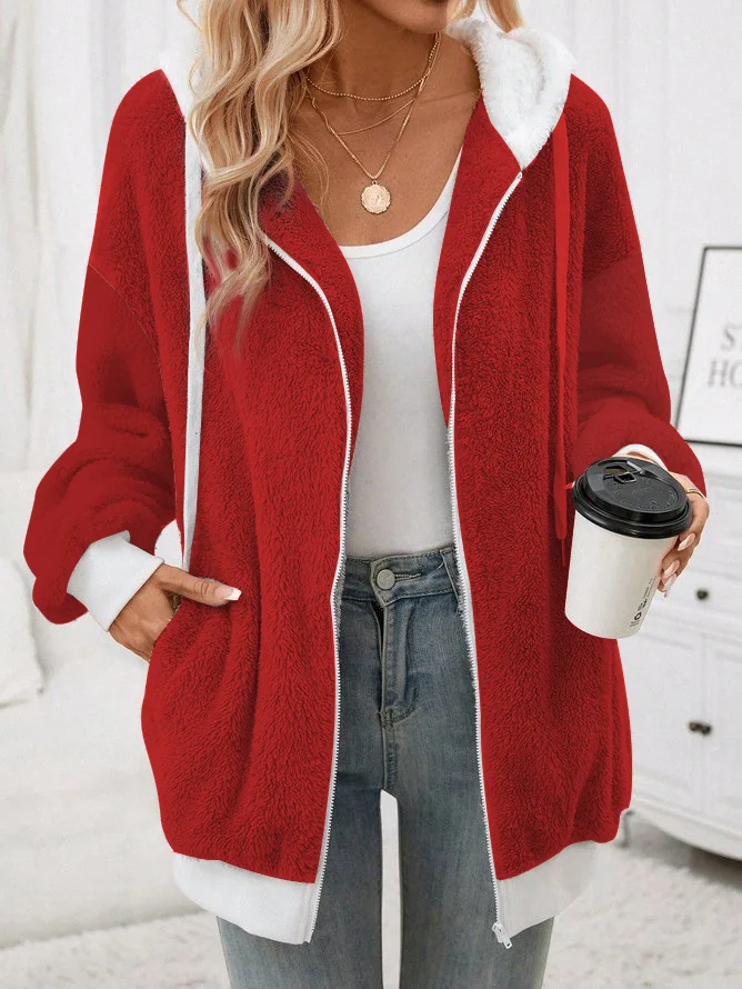 Fluff/Granular Fleece Fabric Casual Loose Teddy Jacket | justfashionnow