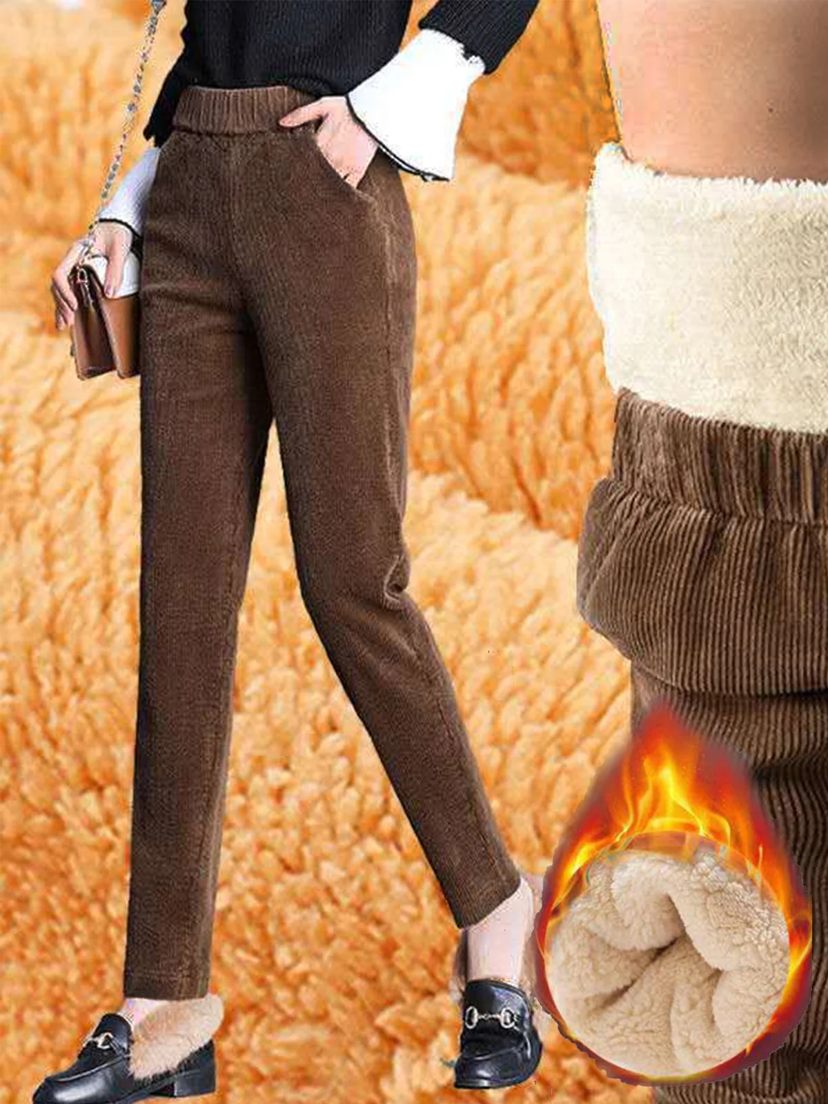 Thermal Fleeced Line Pants With Pockets | justfashionnow