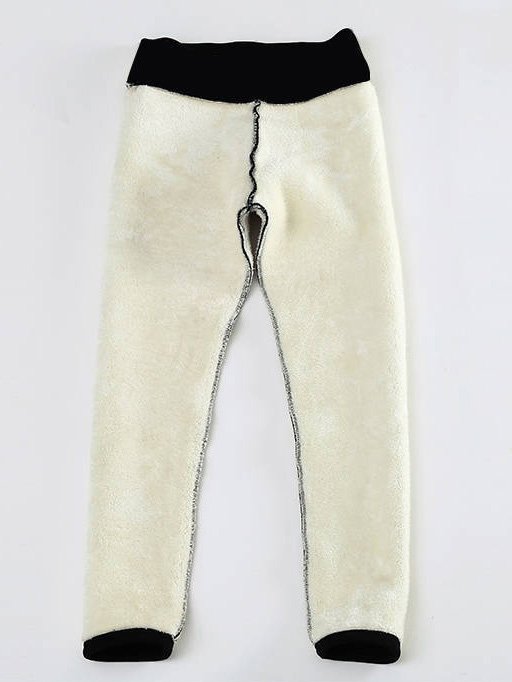 Plain Knitted Casual Fleece Leggings