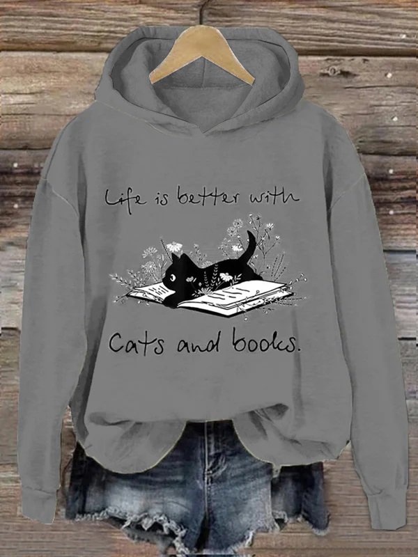 Fun Cat Print Women's Hooded Sweatshirt