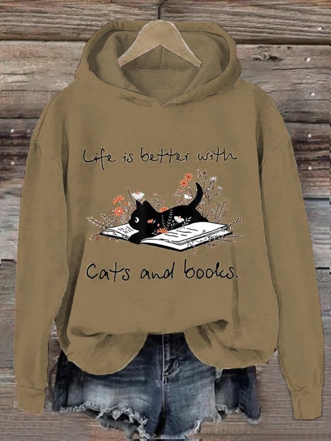 Fun Cat Print Women's Hooded Sweatshirt