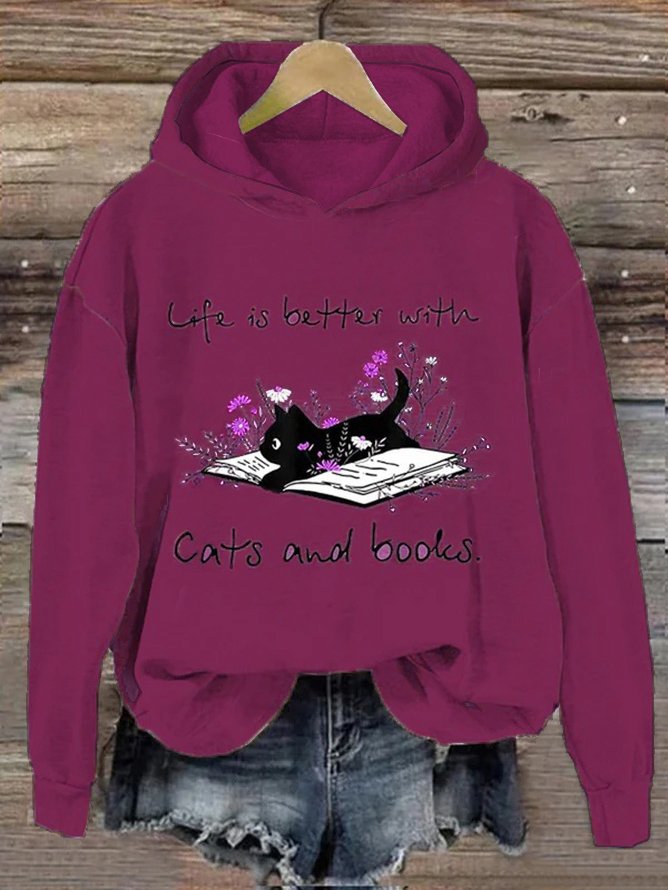 Fun Cat Print Women's Hooded Sweatshirt