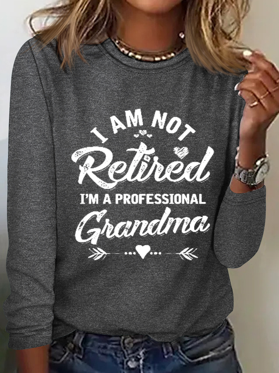 Women's Long Sleeve Blouse Spring/Fall Text Letters Cotton-Blend Crew Neck Daily Going Out Casual Top