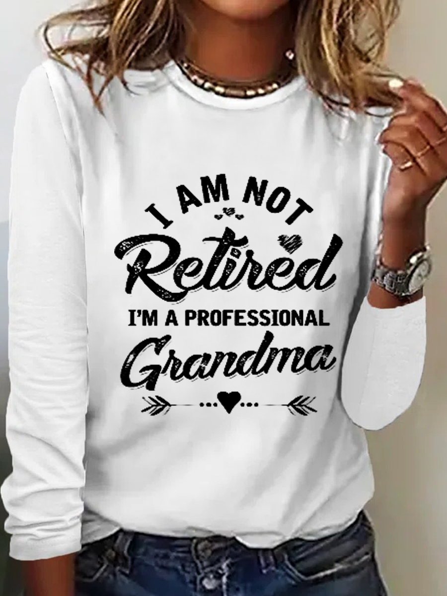 Women's Long Sleeve Blouse Spring/Fall Text Letters Cotton-Blend Crew Neck Daily Going Out Casual Top
