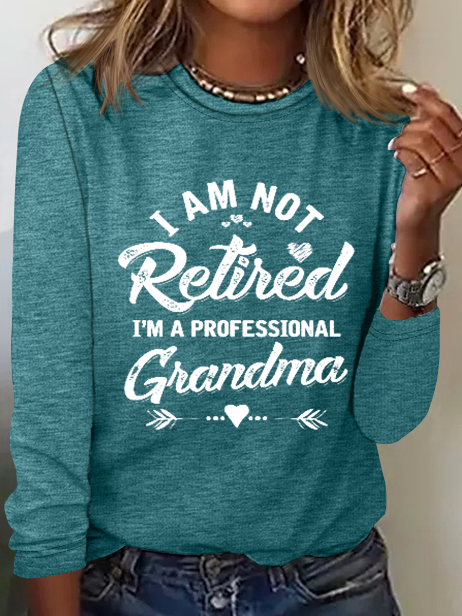 Women's Long Sleeve Blouse Spring/Fall Text Letters Cotton-Blend Crew Neck Daily Going Out Casual Top