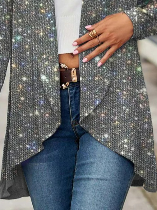 Wrap Casual Sparkle Sequin Glitter Cardigan