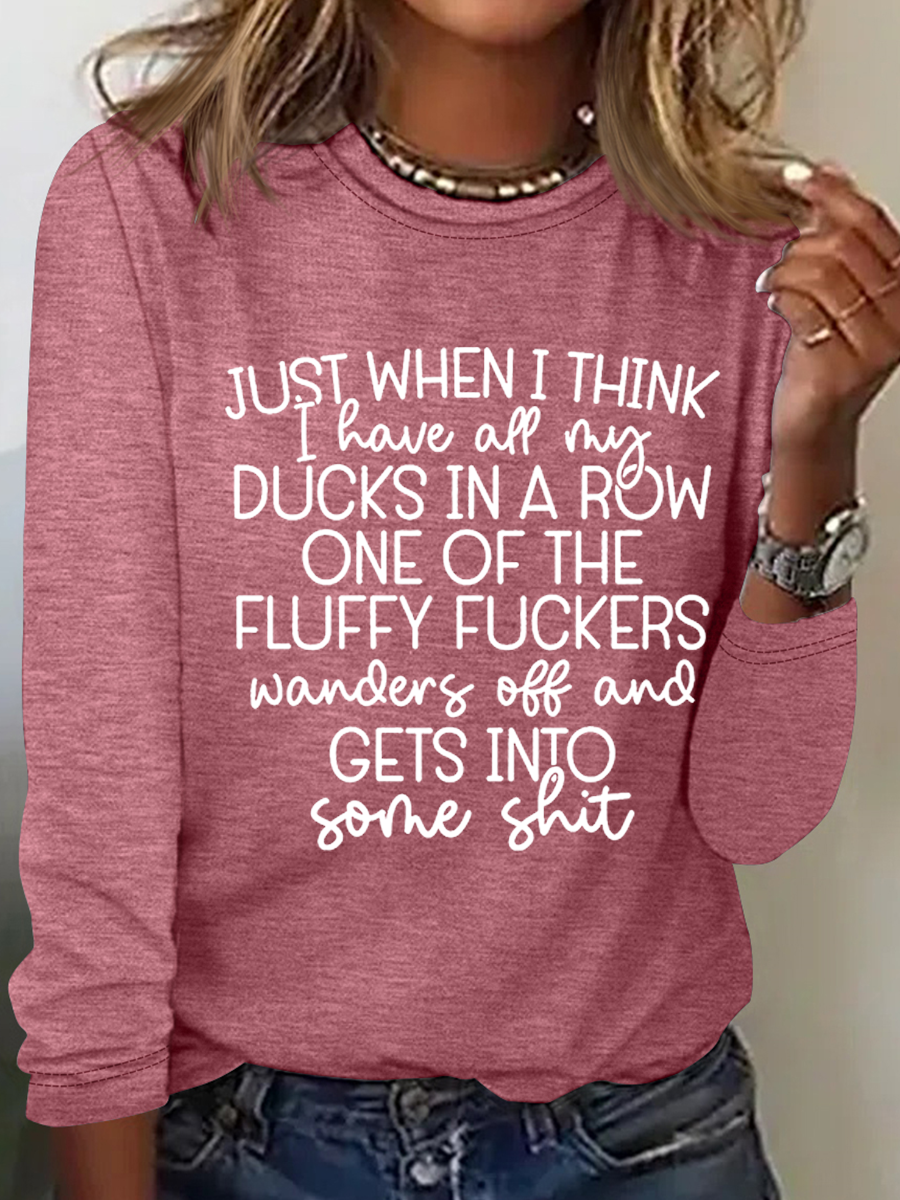 Women's Long Sleeve Blouse Spring/Fall Text Letters Crew Neck Daily Going Out Simple Top