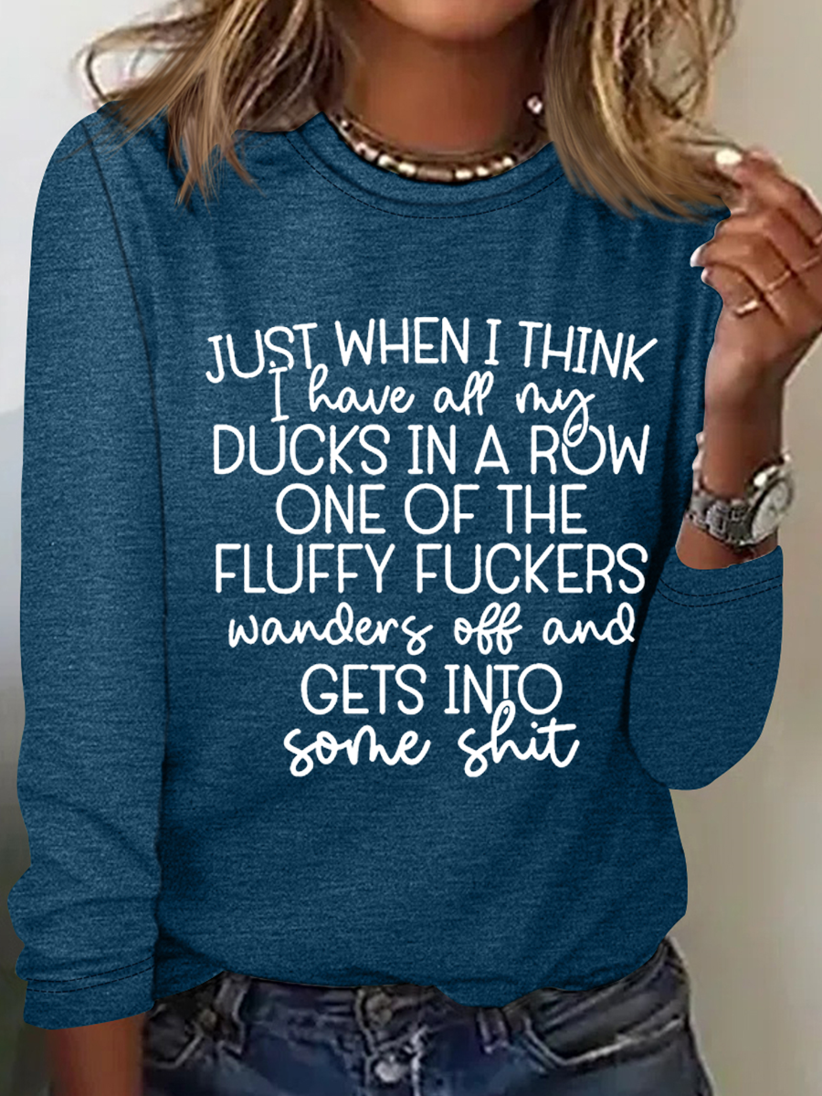 Women's Long Sleeve Blouse Spring/Fall Text Letters Crew Neck Daily Going Out Simple Top