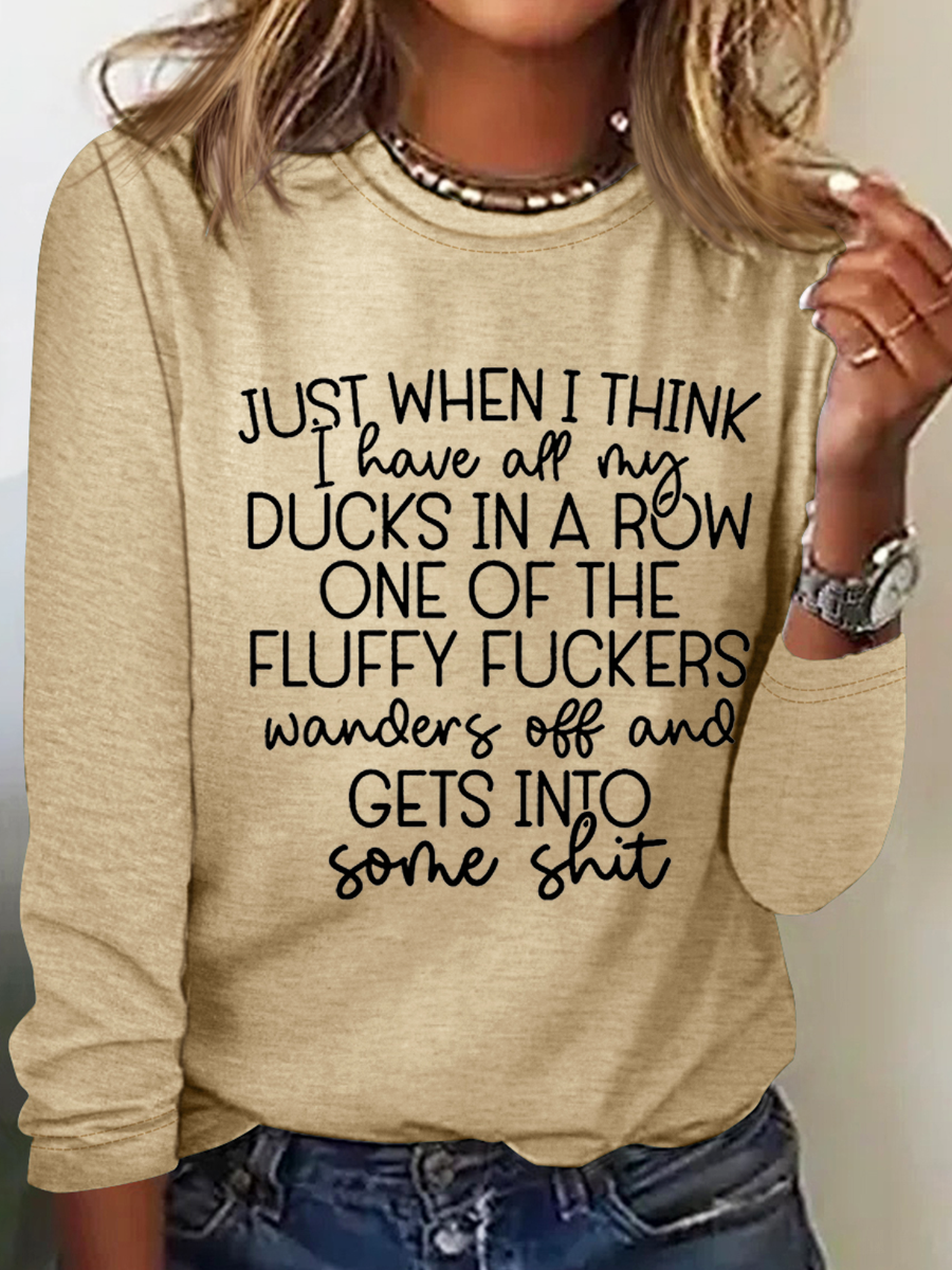Women's Long Sleeve Blouse Spring/Fall Text Letters Crew Neck Daily Going Out Simple Top