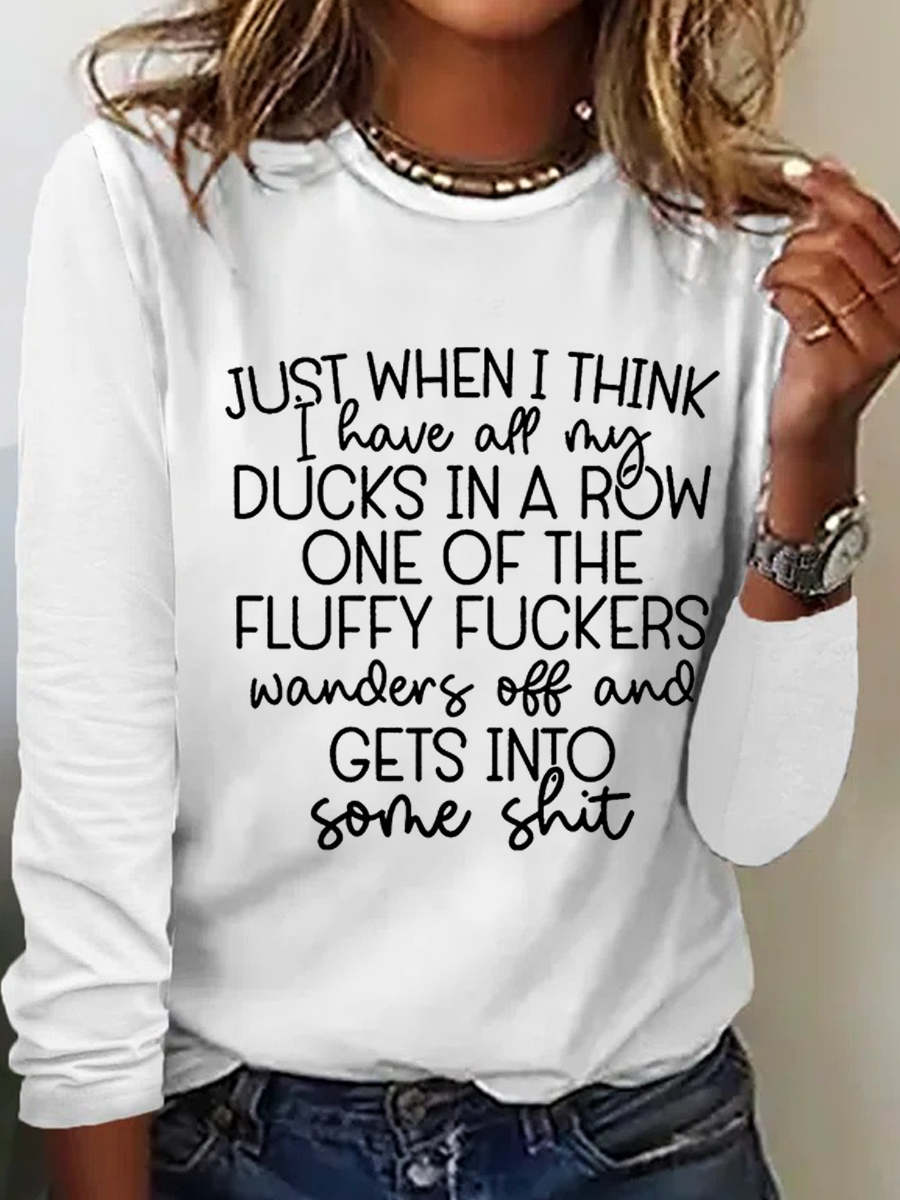 Women's Long Sleeve Blouse Spring/Fall Text Letters Crew Neck Daily Going Out Simple Top