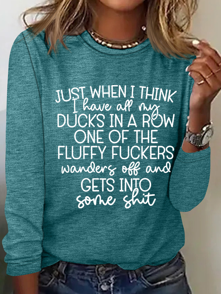 Women's Long Sleeve Blouse Spring/Fall Text Letters Crew Neck Daily Going Out Simple Top