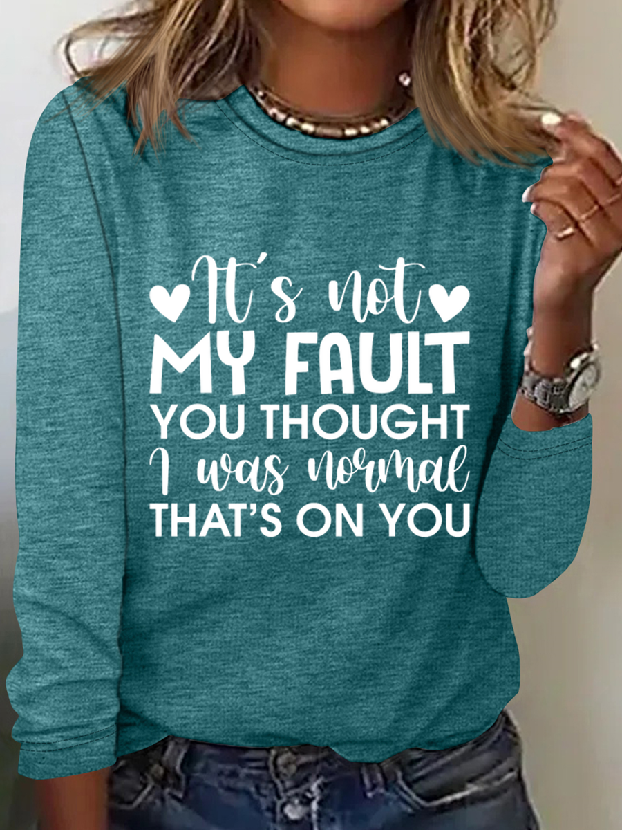 Women's Long Sleeve Blouse Spring/Fall Text Letters Crew Neck Daily Going Out Simple Top