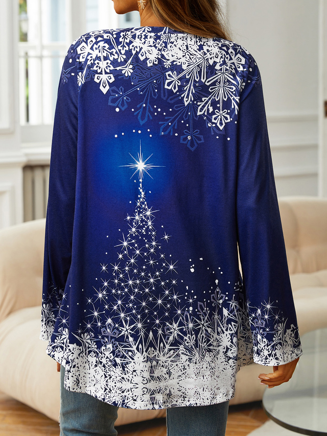 Women's Christmas Snowflake Loose Casual long sleeve Tunic Tops