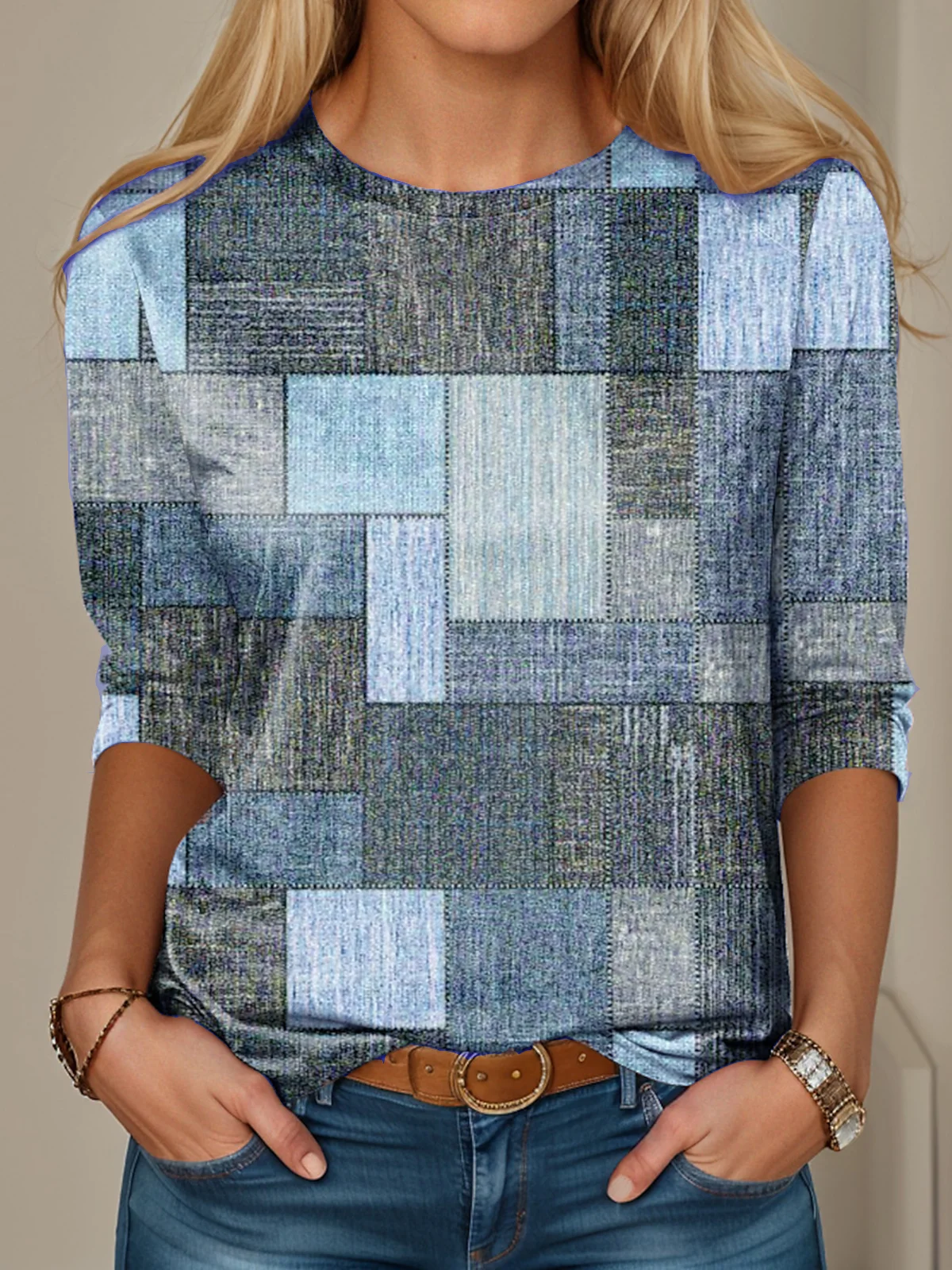 Loose Jersey Casual Multicolor Block T-Shirt | justfashionnow