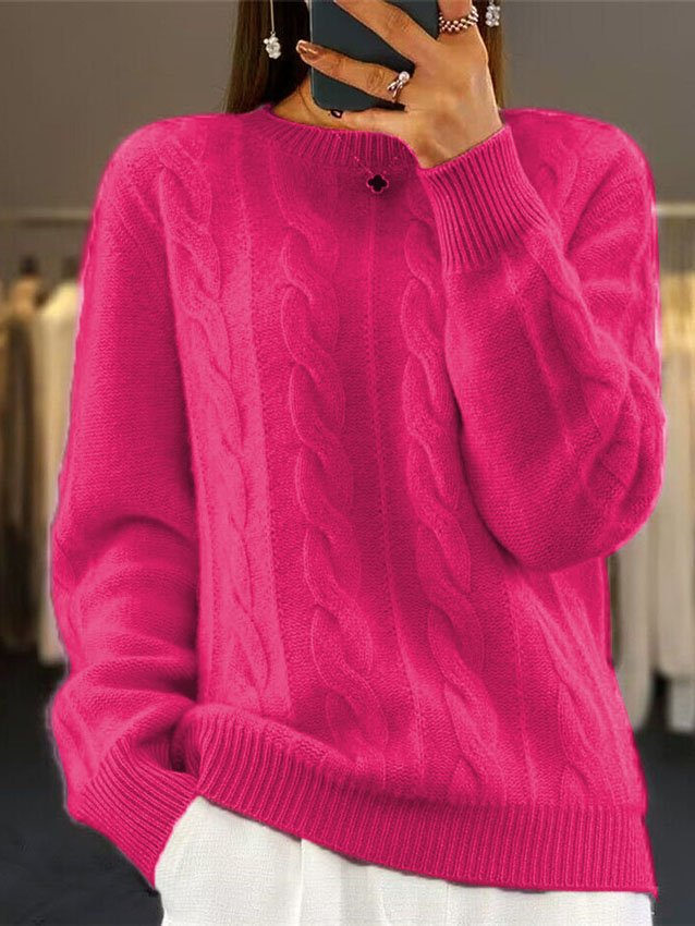 Women Half Turtleneck Cable Knit Sweater Winter Pullover