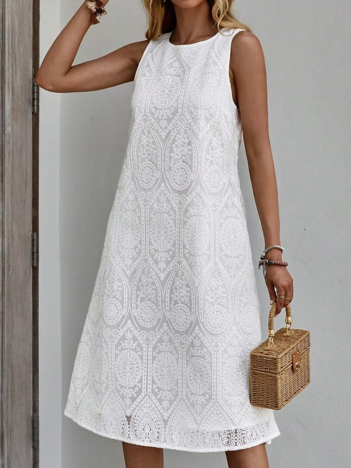 Embroidery Cotton Elegant Dress | justfashionnow