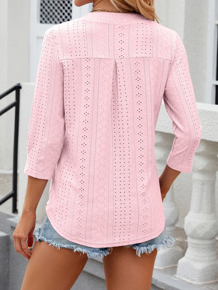 Knitted Loose V Neck Casual T-Shirt