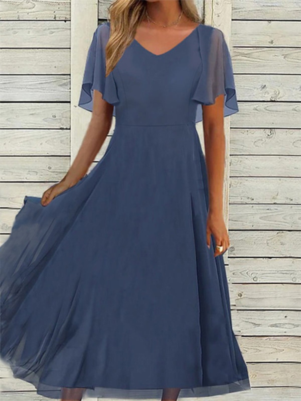Plain Chiffon Regular Fit Elegant Dress | justfashionnow