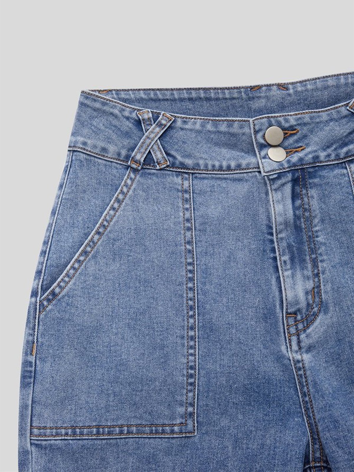 Buttoned Denim Casual Jeans