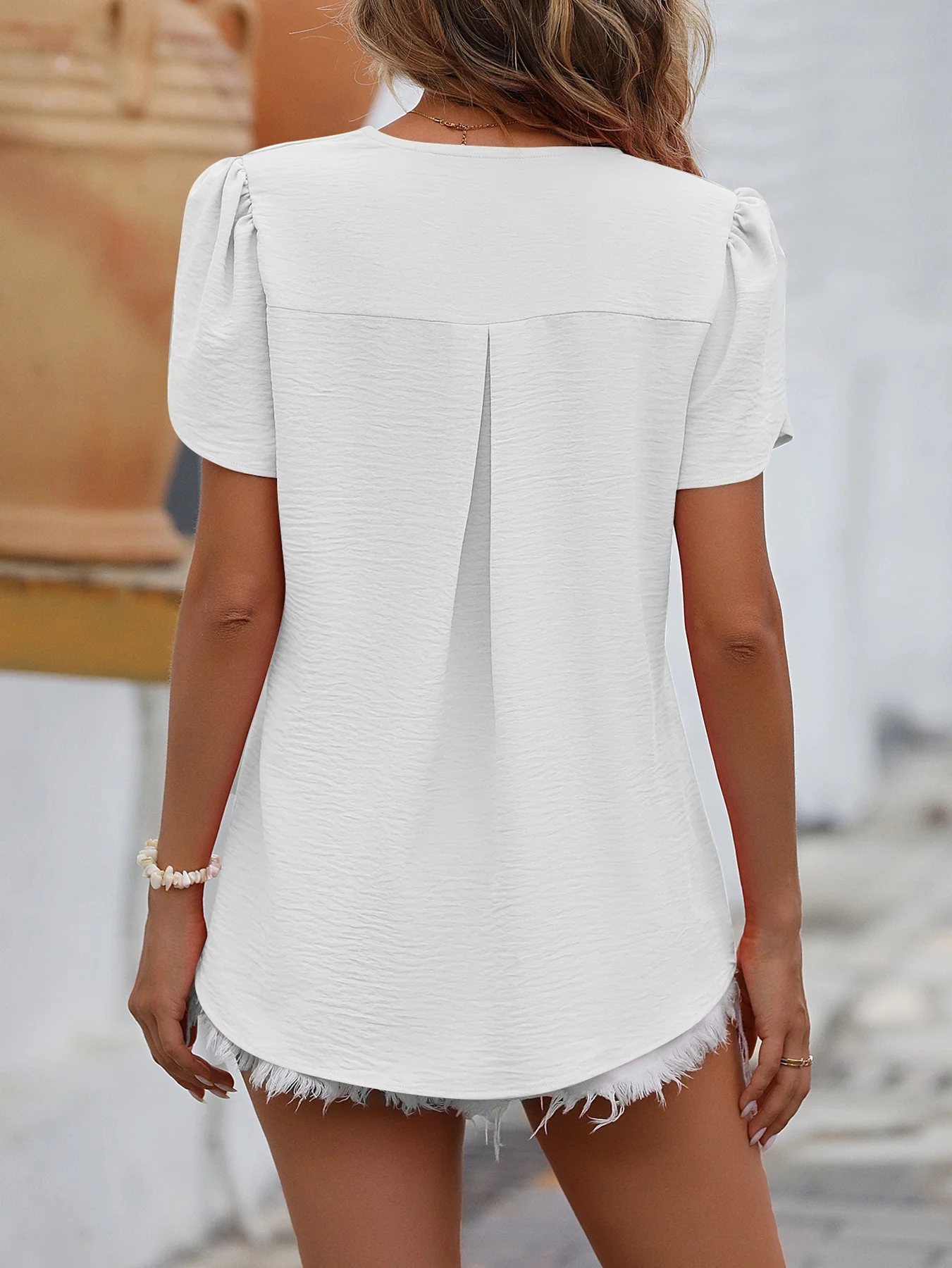 Casual V Neck Loose Blouse