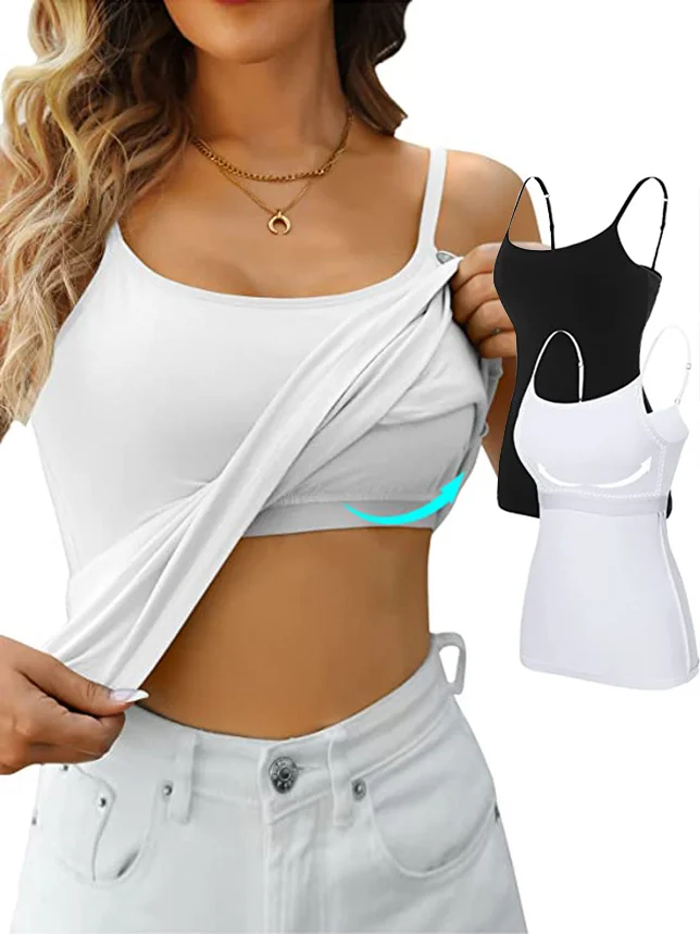 Women's Gallus Camisole Summer Plain Spaghetti Daily Going Out Casual Top White