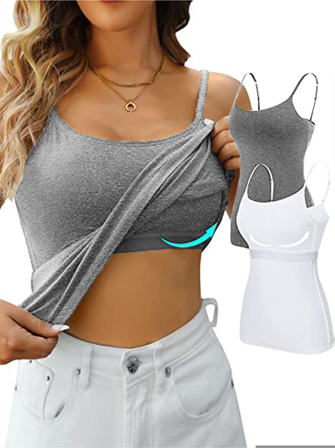 Women's Gallus Camisole Summer Plain Spaghetti Daily Going Out Casual Top White