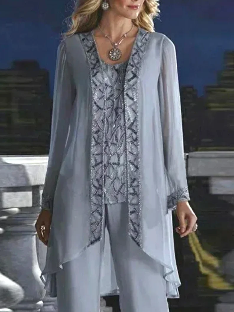 Lace Chiffon Elegant Matching Outfit 3-Piece Set