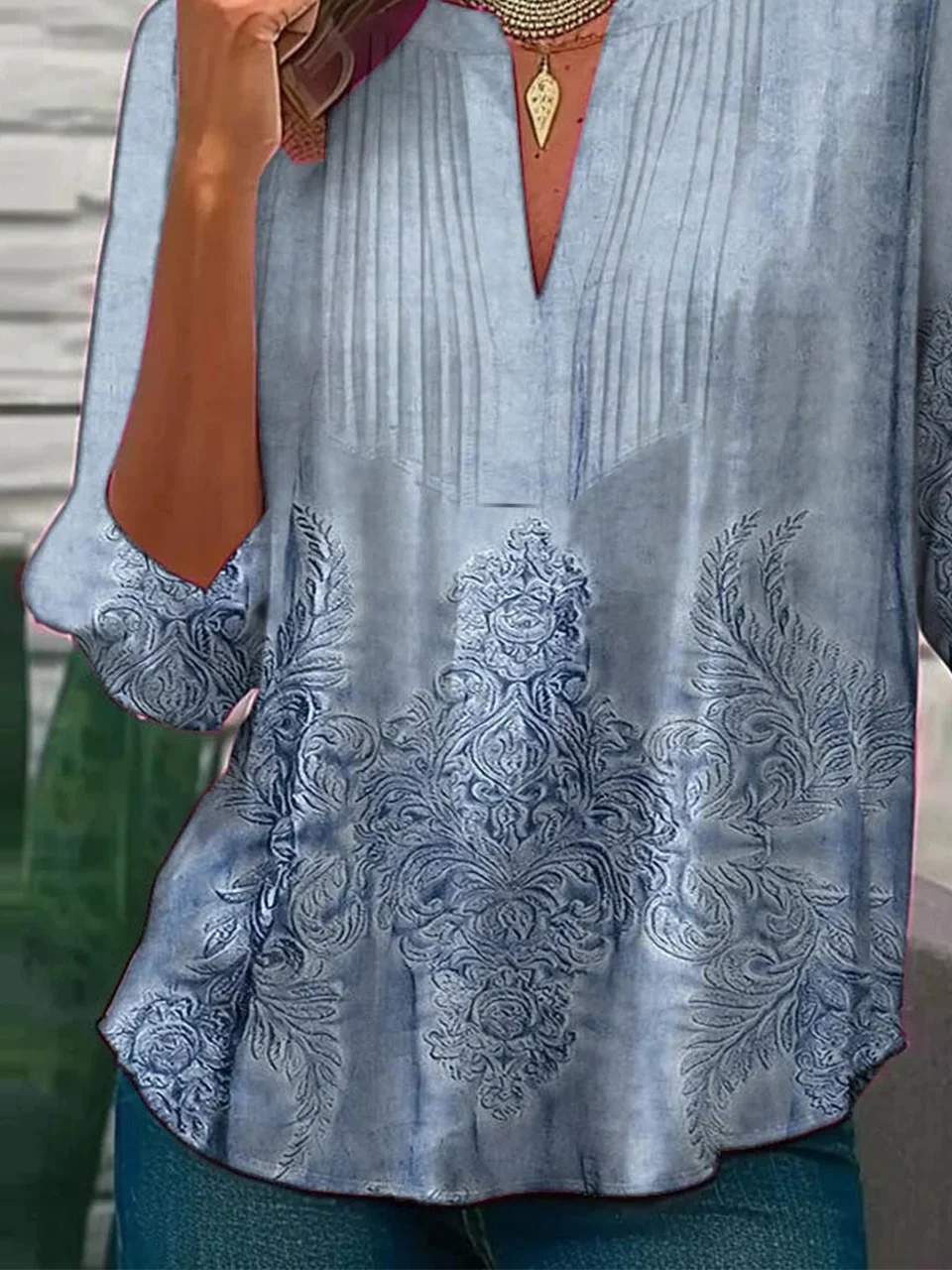 Casual Notched Blouse