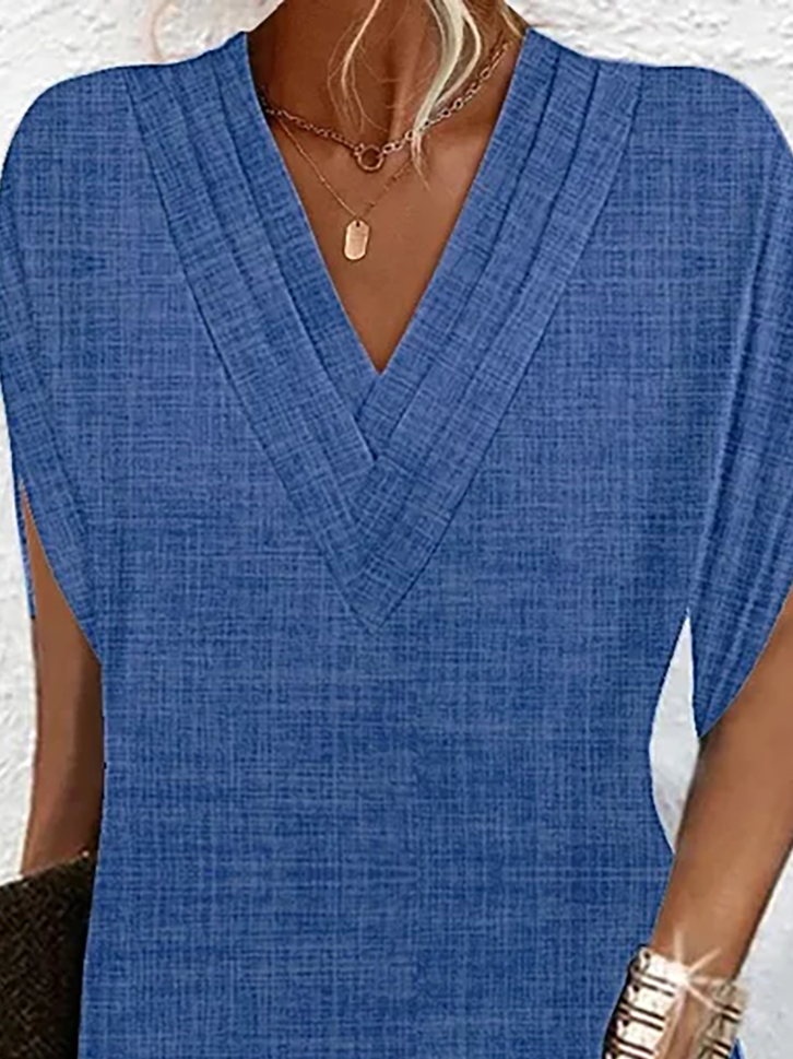 Women's Plain Cap Sleeve Summer Dress V Neck Daily Casual Mini H-Line Dress