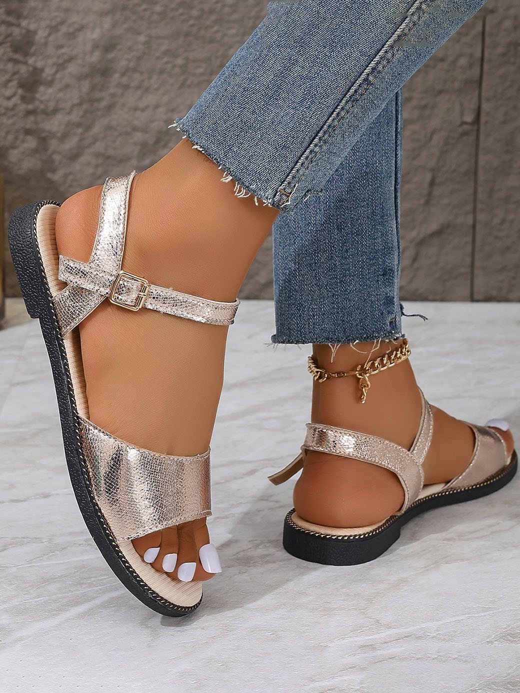 Casual Summer Plain Pu Sandal