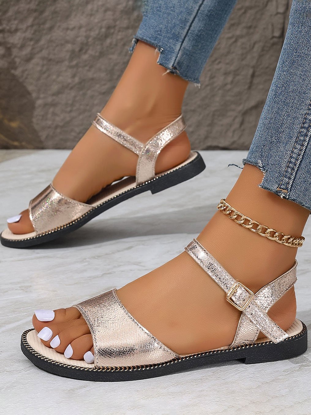 Casual Summer Plain Pu Sandal